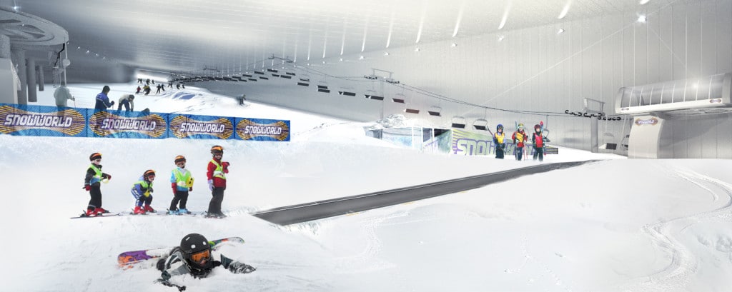 El amplio equipamiento deportivo incluye una  pista de esquí principal, de 300 metros de longitud por 50 de ancho; otra para debutantes de 100 por 50 metros; dos pistas de hielo con capacidad para alrededor de 3.000 personas y una pista de curling. (Copyright/ Snowworld).
