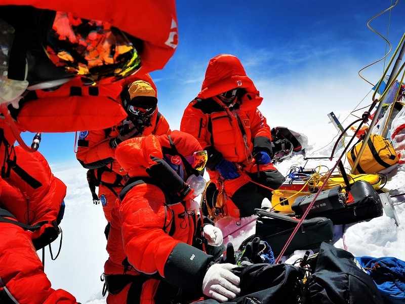 topógrafos chinos cima Everest