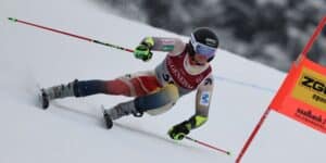 Aleix Aubert en acción durante el Gigante de Saalbach, donde logró una destacada 23ª posición en sus primeros Mundiales.