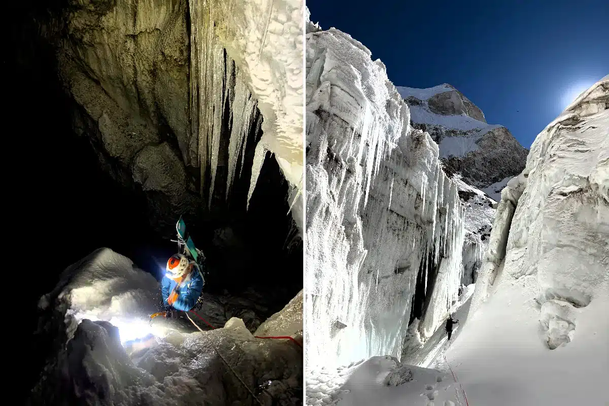 Tiphaine Dupérier y Boris Langenstein esquían el Meru Central